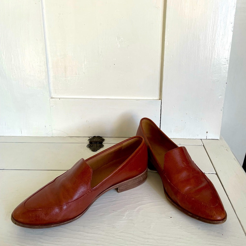 Madewell Frances Loafer Leather Tan Brown Slip On Flats Pointed Toes Size 7.5